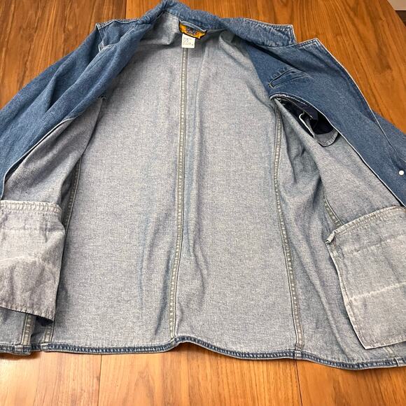 Baccini Denim Blazer Size 14 Vintage 90s Cotton Jacket One Button Long Line - Picture 8 of 12